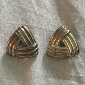925 Silver Braided Triangle Clip-On Earrings